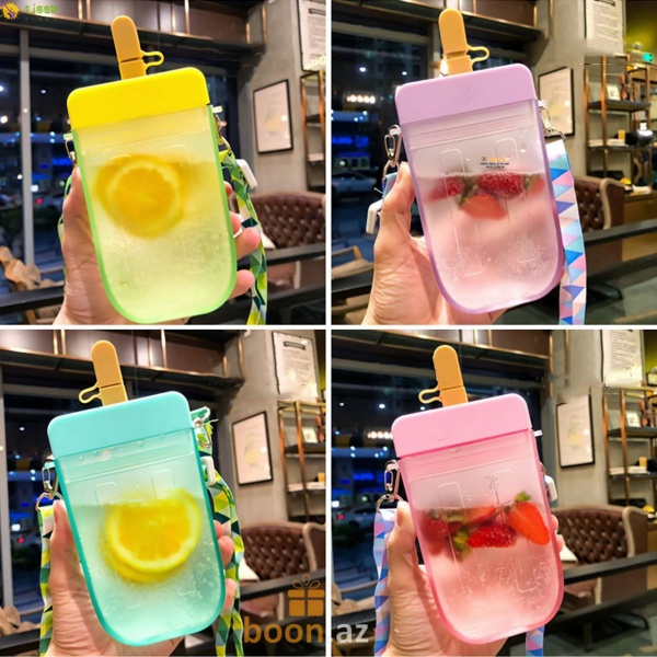 Бутылка для воды в форме "Эскимо" с трубочкой  Ice cream bottle